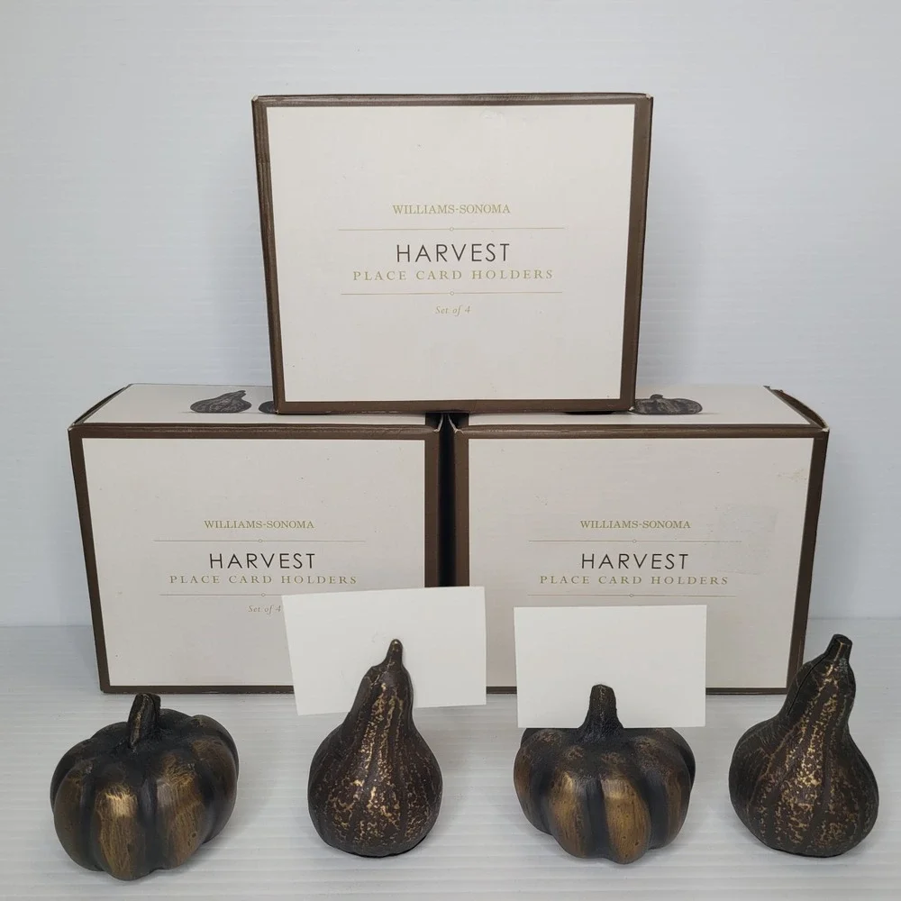 Williams Sonoma Harvest Gourd Pumpkin 4 Place Card Holders New Old Stock‎ RARE